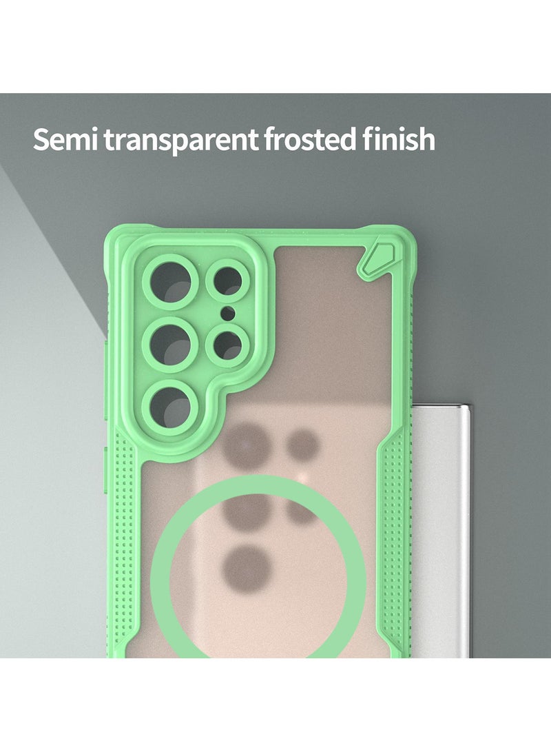 Cover For Samsung Galaxy S22 Ultra Armor Glaze MagSafe Magnetic Phone Case Raised edges around the screen and camera lens help prevent scratches - Green - Image 2