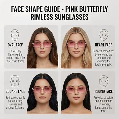 GLARDEFE Y2k Sunglasses for Women - Trendy Rimless 2000s Fashion Sun Glasses Rave Shades(Silver/Gradient Pink) - Image 4