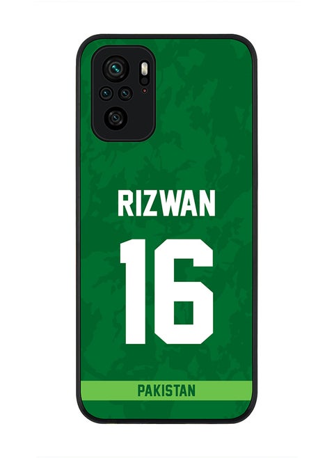 Rugged Black Edge Case for Redmi Note 10S / Redmi Note 10 4G, Slim fit Case Flexible thin Cover - Player Name - Mohammad Rizwan, Jersey Number- 16