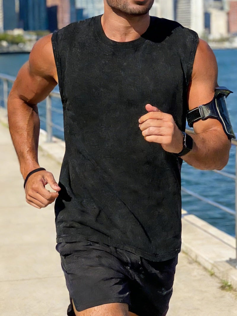 CHICGAL Mens Tank Tops Summer Sleeveless Muscle Shirts Cotton Loose Fit Tee Shirts(Black, L) - Image 2
