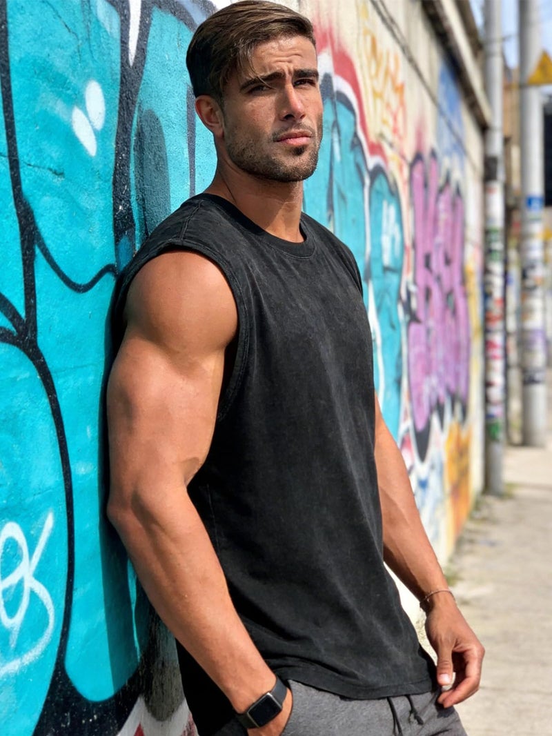 CHICGAL Mens Tank Tops Summer Sleeveless Muscle Shirts Cotton Loose Fit Tee Shirts(Black, L) - Image 3