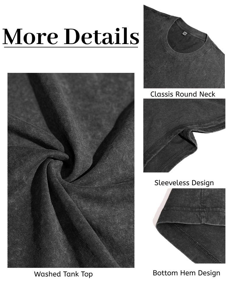 CHICGAL Mens Tank Tops Summer Sleeveless Muscle Shirts Cotton Loose Fit Tee Shirts(Black, L) - Image 5