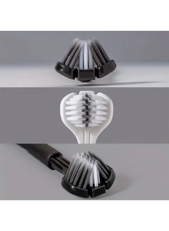 2pcs Black And White Manual Toothbrushes Deep Cleaning Triple Layered Microfiber Bristles - Image 4