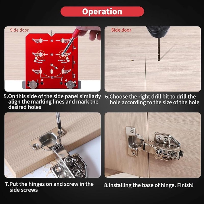 35 ملم قابل للتعديل أداة رف المفصل الخزانة سبيكة الألومنيوم دليل الحفر الدقيق المحمول - Image 4