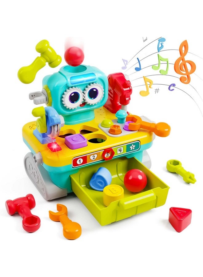 iPlay, iLearn Toddler Musical Workbench Toys for One Year Old Boys, Baby Pretend Play Tool Set, Infant Shape Sorter Activities, Kids Pounding Game, 1st Birthday Gift for 12 18 24 Month Girls Age 1 2 3 - Image 1