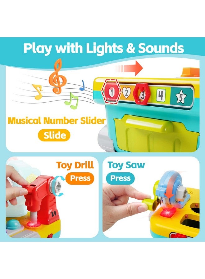 iPlay, iLearn Toddler Musical Workbench Toys for One Year Old Boys, Baby Pretend Play Tool Set, Infant Shape Sorter Activities, Kids Pounding Game, 1st Birthday Gift for 12 18 24 Month Girls Age 1 2 3 - Image 4