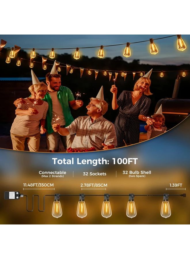 Model 116FT with Remote 35.5M Patio String Lights Outdoor Edison Bulbs Shatterproof Soft White Hanging Lights Plug In For Backyard Deck Party Garden Tent Christmas Decoration - Image 4