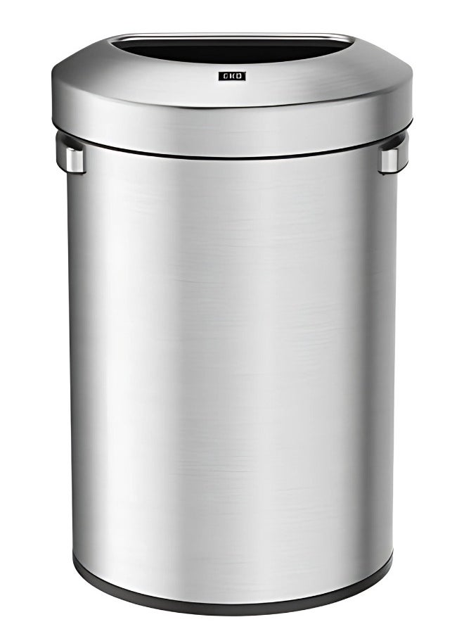 EKO - Urban Semi-Round Open Top Waste Bin, Stainless Steel Half Round Commercial Trash Can for Indoor and Outdoor, Extra Large Metal Garbage Bin for Home, Office, Restaurant, Restroom, 50 Liters - Image 1