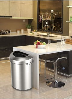 EKO Urban Semi-Round Open Top Waste Bin, Stainless Steel Half Round Commercial Trash Can for Indoor and Outdoor, Extra Large Metal Garbage Bin for Home, Office, Restaurant, Restroom, 50 Liters  - Image 2