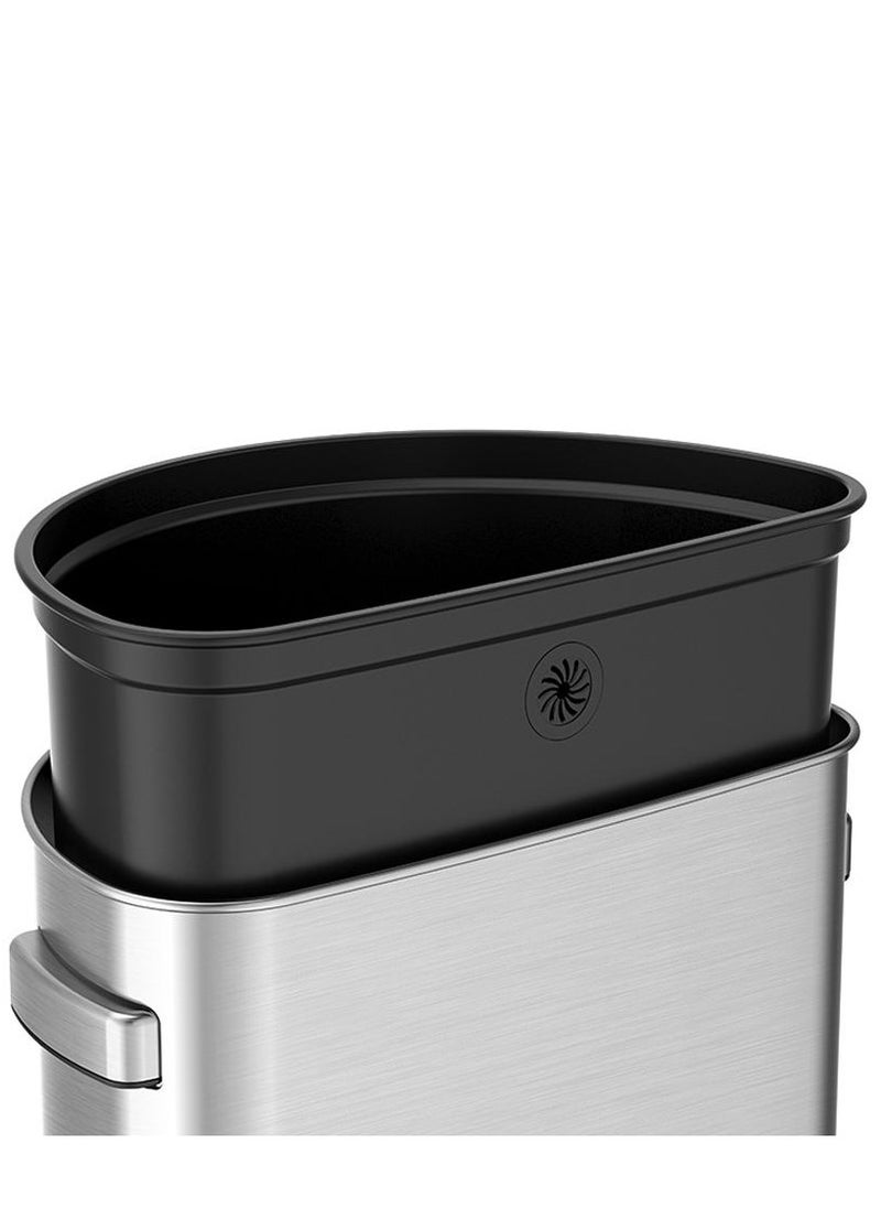 EKO - Urban Semi-Round Open Top Waste Bin, Stainless Steel Half Round Commercial Trash Can for Indoor and Outdoor, Extra Large Metal Garbage Bin for Home, Office, Restaurant, Restroom, 50 Liters - Image 1