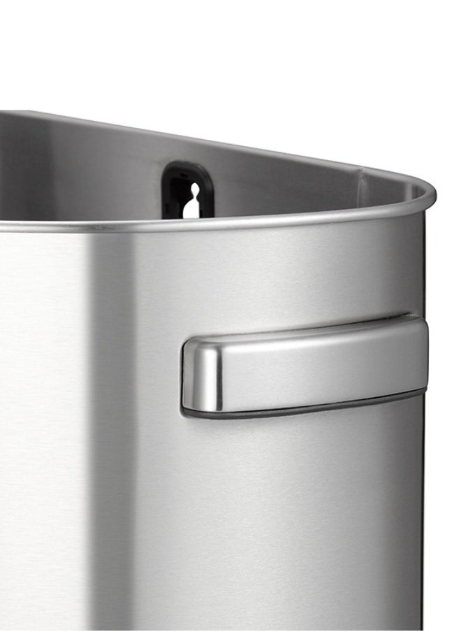 EKO - Urban Semi-Round Open Top Waste Bin, Stainless Steel Half Round Commercial Trash Can for Indoor and Outdoor, Extra Large Metal Garbage Bin for Home, Office, Restaurant, Restroom, 50 Liters - Image 1