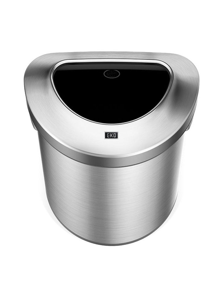 EKO - Urban Semi-Round Open Top Waste Bin, Stainless Steel Half Round Commercial Trash Can for Indoor and Outdoor, Extra Large Metal Garbage Bin for Home, Office, Restaurant, Restroom, 50 Liters - Image 1