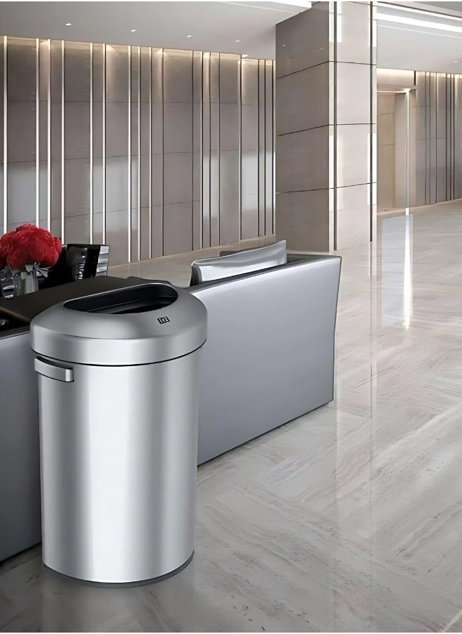 EKO - Urban Semi-Round Open Top Waste Bin, Stainless Steel Half Round Commercial Trash Can for Indoor and Outdoor, Extra Large Metal Garbage Bin for Home, Office, Restaurant, Restroom, 50 Liters - Image 1