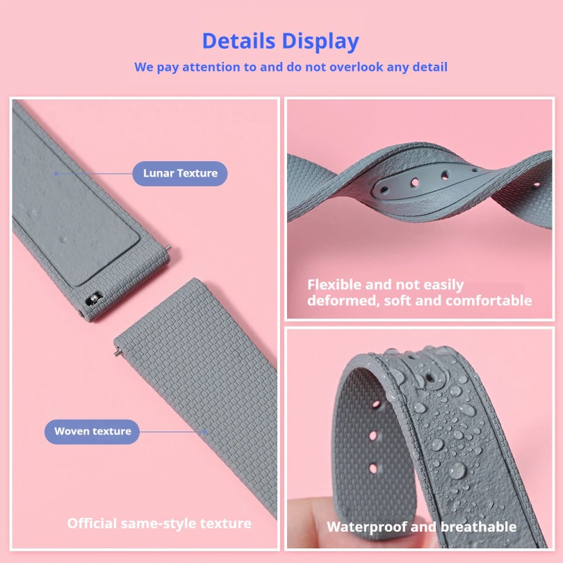 Bluejw Hot Sale FKM Watch Band for Omega Swatch Moonswatch – 20mm Lunar Texture Fluoroelastomer Replacement Strap - Image 3