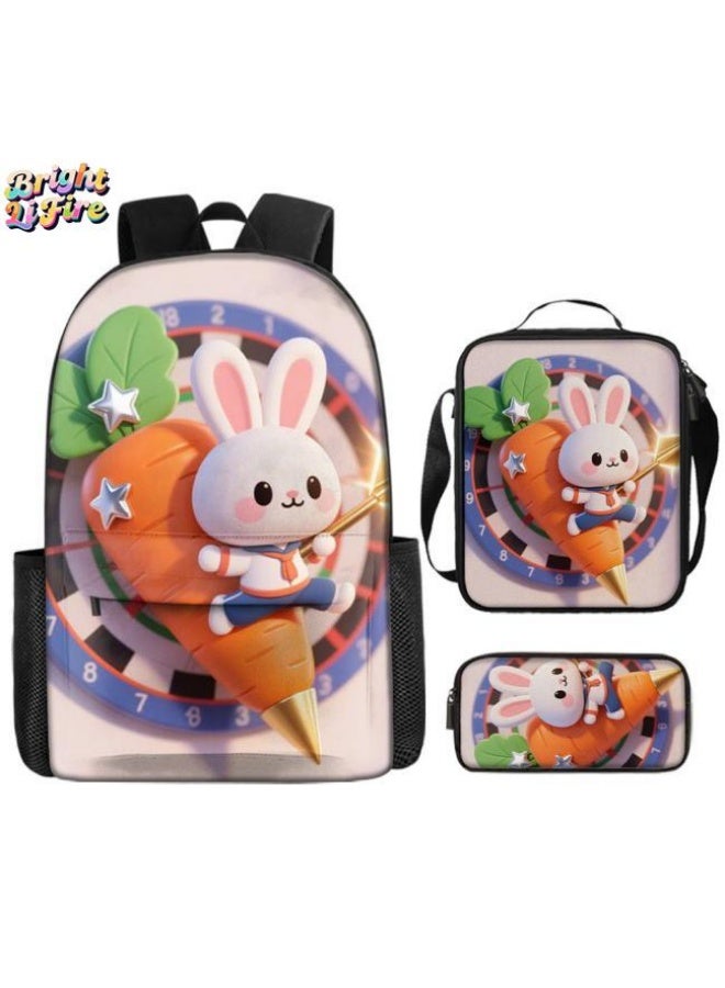 Bright Li Fire Cute cartoon pattern, practical bag three-piece set (students, children, friends' outings, mountain climbing sports, etc. can be used) - 17 - Image 1