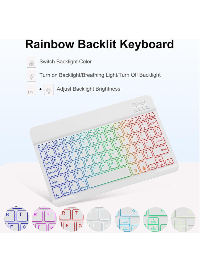 Rock Pow 3in1 Keyboard Mouse Case for Samsung Galaxy Tab A9 Plus 11 inch (SM-X210/X216/X218), 7 Color Rainbow Backlit Detachable Keyboard with Type-C Charging Magnetic Cover for Tablet A9+ 11inch 2023 5G - Image 5