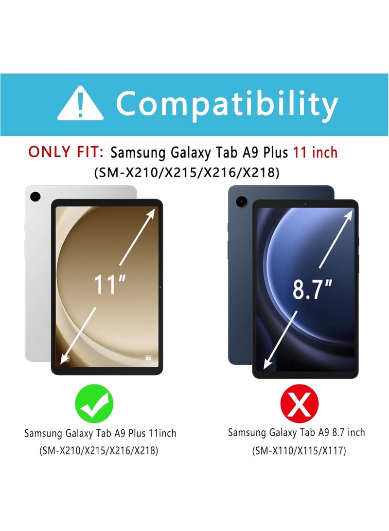 Rock Pow 3in1 Keyboard Mouse Case for Samsung Galaxy Tab A9 Plus 11 inch (SM-X210/X216/X218), 7 Color Rainbow Backlit Detachable Keyboard with Type-C Charging Magnetic Cover for Tablet A9+ 11inch 2023 5G - Image 2