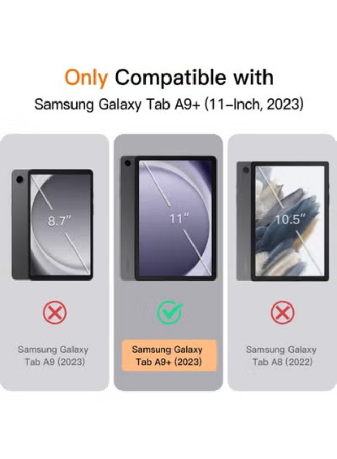 روك بو حافظة ماوس للوحة المفاتيح العربية 3 في 1 لجهاز سامسونج جالاكسي تاب A9 بلس 11 بوصة (SM-X210/X216/X218)، لوحة مفاتيح قابلة للفصل بإضاءة خلفية بألوان قوس قزح مع غطاء مغناطيسي للشحن من النوع C لجهاز جالاكسي تاب A9+ 11 بوصة 2023 5G، مجموعة 3 في 1 - Image 2