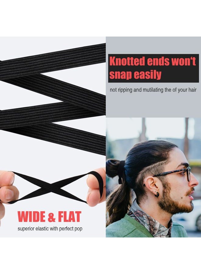 EasYoung 10-Pcs Knotted Wide Men Hair Ties For Guys, for Buns Curly Thick Dense Hair Elastic Hair Ties For Men & Women, No Crease Hair Coils Hair Ties Men with Long Hair - Image 3