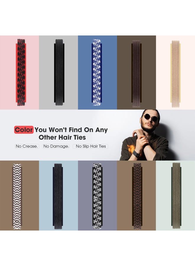 EasYoung 10-Pcs Knotted Wide Men Hair Ties For Guys, for Buns Curly Thick Dense Hair Elastic Hair Ties For Men & Women, No Crease Hair Coils Hair Ties Men with Long Hair - Image 2