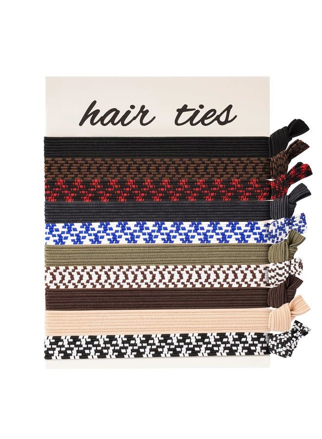 EasYoung 10-Pcs Knotted Wide Men Hair Ties For Guys, for Buns Curly Thick Dense Hair Elastic Hair Ties For Men & Women, No Crease Hair Coils Hair Ties Men with Long Hair - Image 1