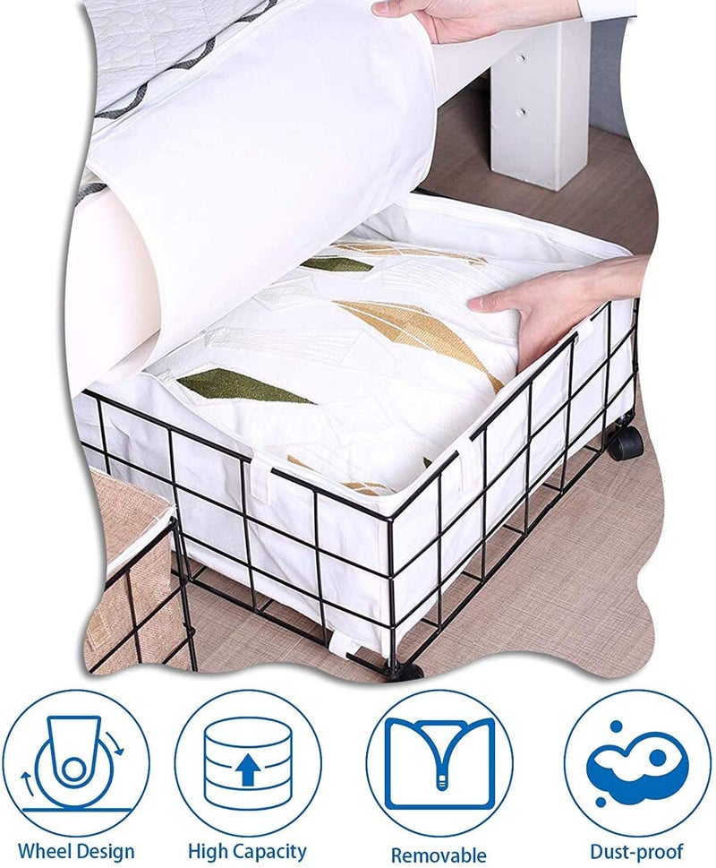 INDIAN DECOR 35900 Underbed Storage Rolling Underbed Storage Box With Wheels 15 Gallon Large Capacity Storage Bin For Clothing Quilts Bedding Blankets And Shoes White  - Image 4