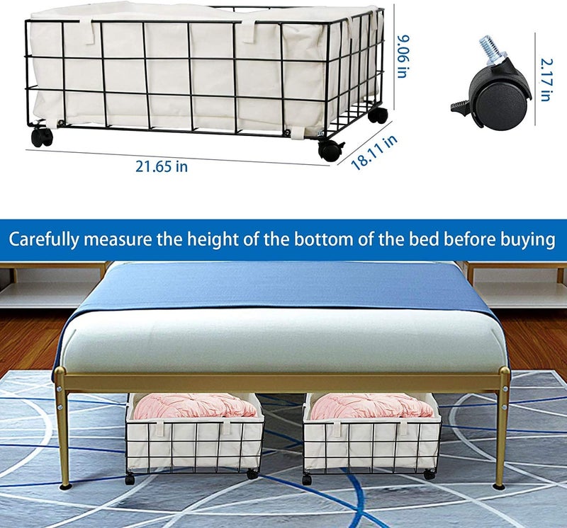 INDIAN DECOR 35900 Underbed Storage Rolling Underbed Storage Box With Wheels 15 Gallon Large Capacity Storage Bin For Clothing Quilts Bedding Blankets And Shoes White  - Image 3