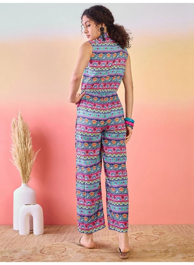 AKS Abstract Printed Basic Jumpsuit