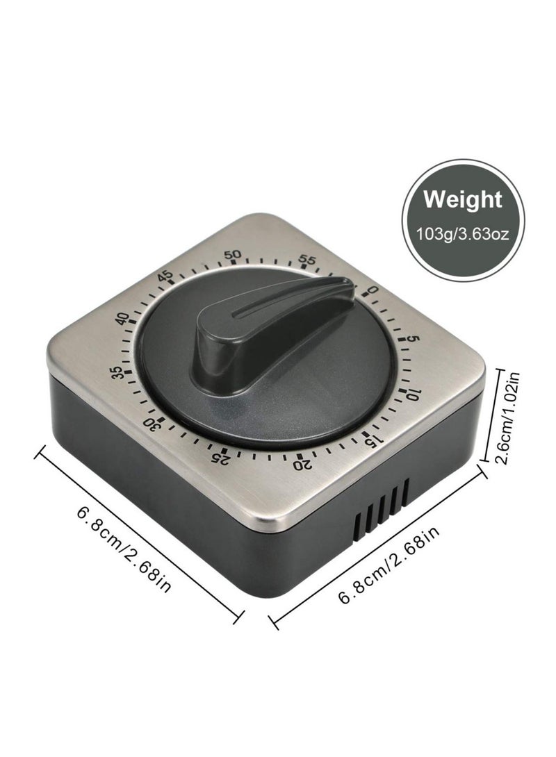 SYOSI Kitchen Countdown Timer Magnetic 60 Minute Wind Up Mechanical Timer Stainless Steel for Home Baking Cooking Oven (Gray Color)  - Image 4