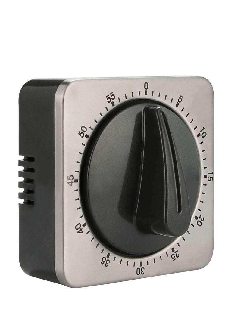 SYOSI Kitchen Countdown Timer Magnetic 60 Minute Wind Up Mechanical Timer Stainless Steel for Home Baking Cooking Oven (Gray Color)  - Image 1