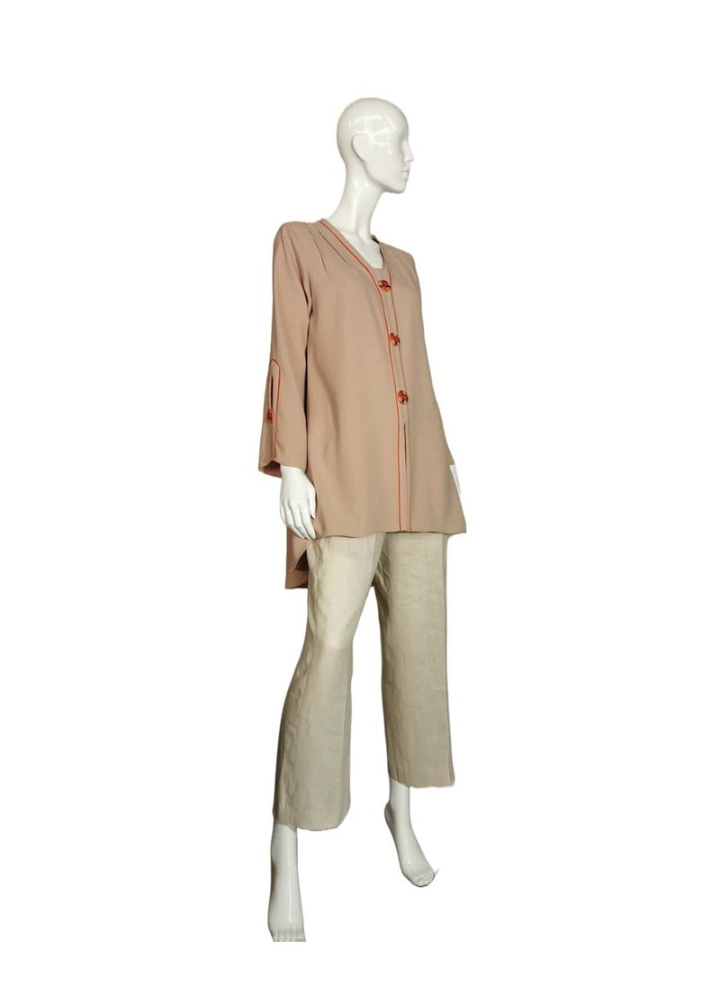 Sana'a Kayum - Cream Beige Tent Styled Tunic With Bell Shaped Sleeve By Sanaa Kayum - Image 1
