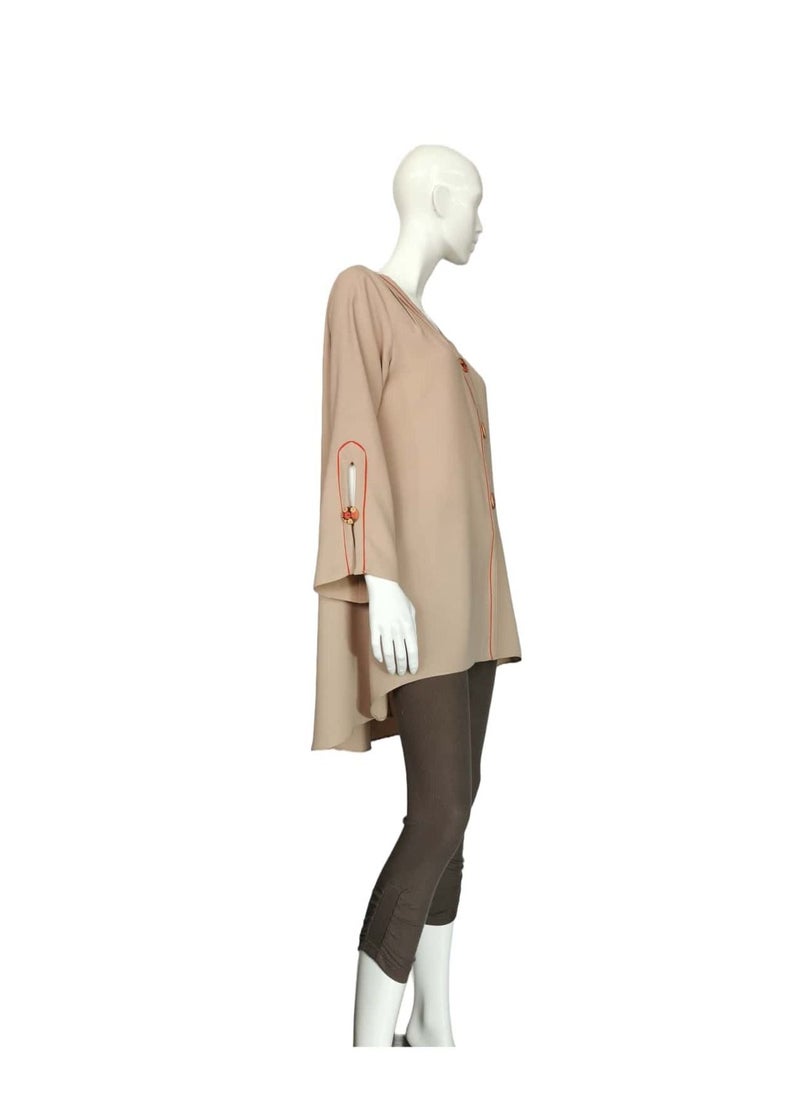 Sana'a Kayum - Cream Beige Tent Styled Tunic With Bell Shaped Sleeve By Sanaa Kayum - Image 1