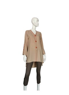 Cream Beige Tent Styled Tunic With Bell Shaped Sleeve By Sanaa Kayum