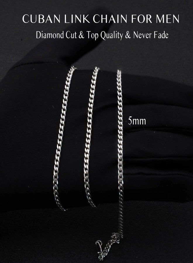 OLARCU 3.5mm/5mm Silver Stainless Steel Cuban Link Chain Necklace Jewelry for Men, 18-26 Inches, 20 Inches(Men's Average Length), Stainless Steel, No Gemstone - Image 4
