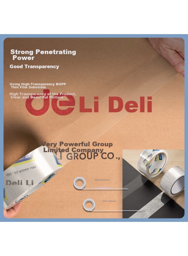 ديلي Deli شريط تغليف شفاف عالي الجودة، 55mm*80m*50um، 6 لفات/أنبوب، لوازم مكتبية، 30289 - Image 3