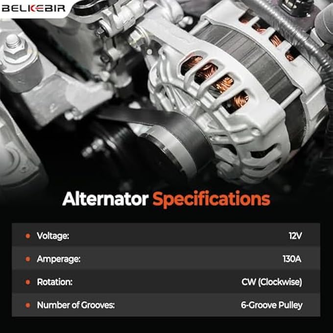 BELKEBIR 3.5L Alternator Replacement Compatible with 2008-2012 Honda Accord, 2010 Honda Accord Crosstour V6 3.5L Replace 11392, AND0483, VND0483, 104210-5910, 31100-R70-A01, CSF91, 31100-R70-A01RM, 2100645 - Image 4