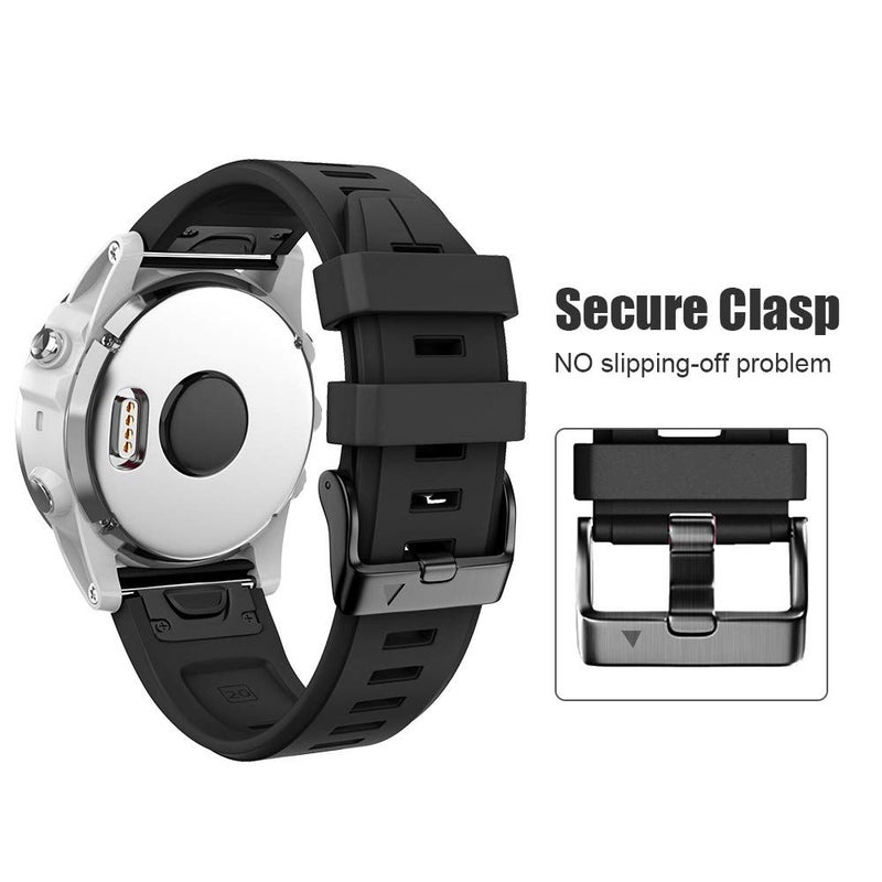 ANCOOL حزام ساعة ANCOOL لفينيكس 5S/6S/7S 20 مم حزام ساعة سيليكون ناعم لفينيكس 5S بلس/6S برو/7S برو (أسود) - Image 3