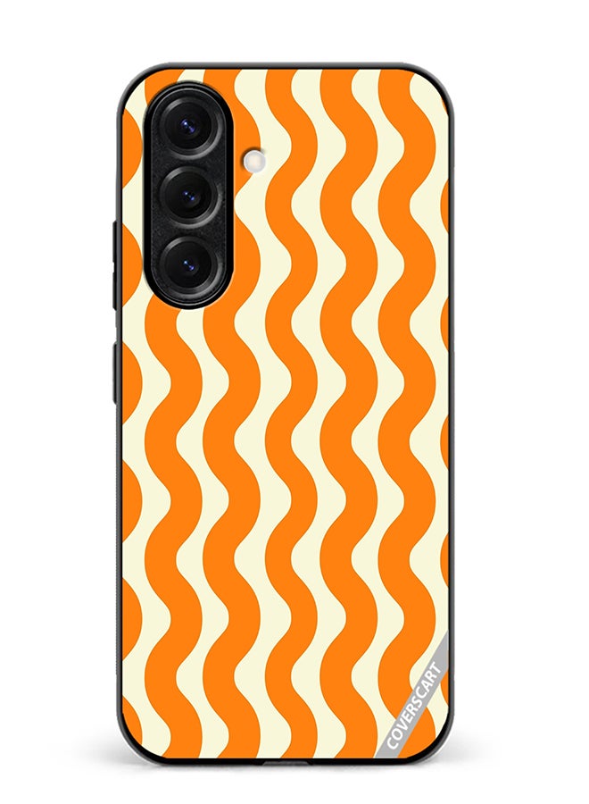 VR CREATIVE Protective Case Cover For Samsung Galaxy A56 Vertical Groovy Chevron Orange Stripe Autumn Pattern Design Multicolour
