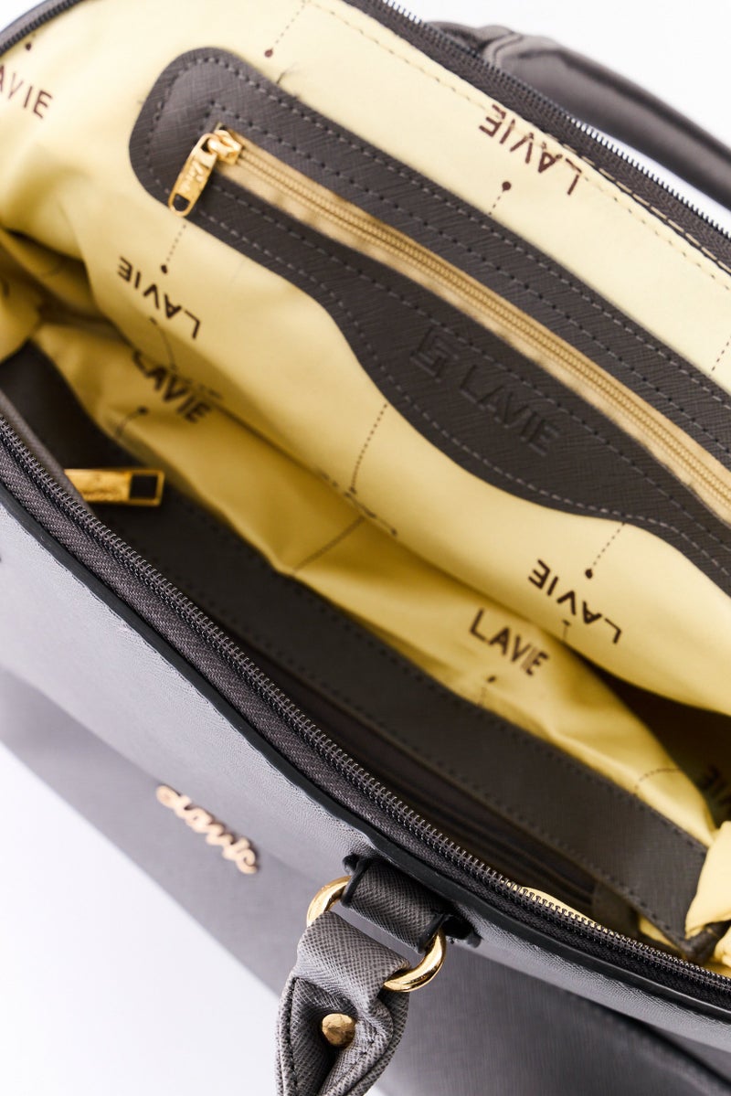 Lavie حقيبة كتف نسائية بشعار العلامة التجارية، رمادي داكن - Image 4