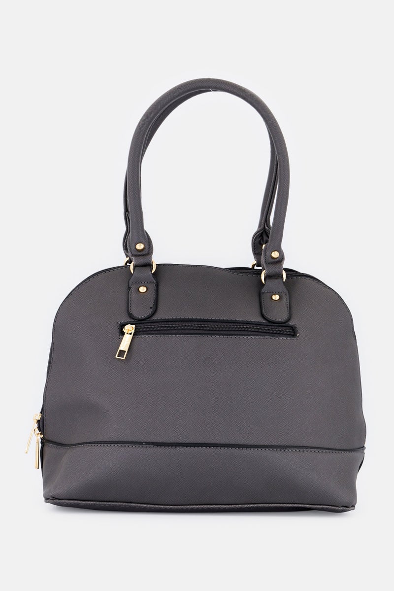 Lavie حقيبة كتف نسائية بشعار العلامة التجارية، رمادي داكن - Image 3