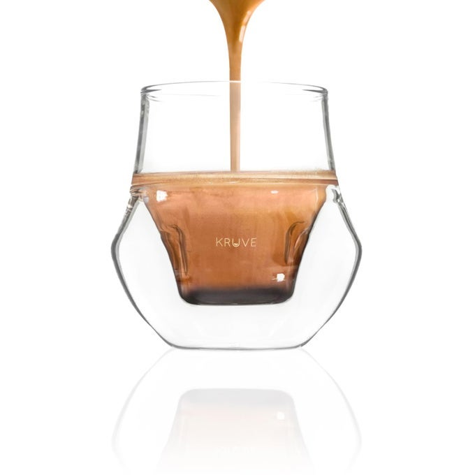 PROPEL ESPRESSO CUPS HANDMADE DOUBLEWALLED GLASS COFFEE MUGS CLEAR 25 OZ SCIENTIFIC DESIGN FOR BETTER TASTING COFFEE SET OF TWO UNIQUE GLASS COFFEE CUPS WITH HEADSPACE INTERNAL FINS