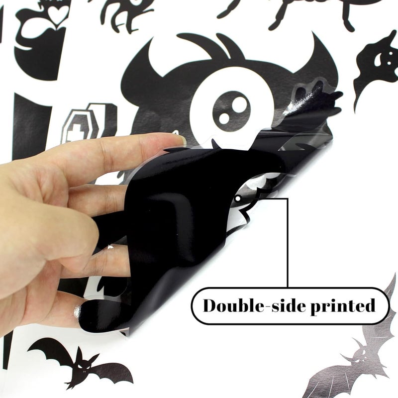 Pseutio Halloween Window Silhouette Decorations - Cute Monster Silhouette Stickers - Image 3