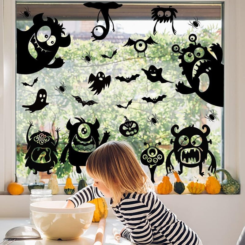Pseutio Halloween Window Silhouette Decorations - Cute Monster Silhouette Stickers - Image 5