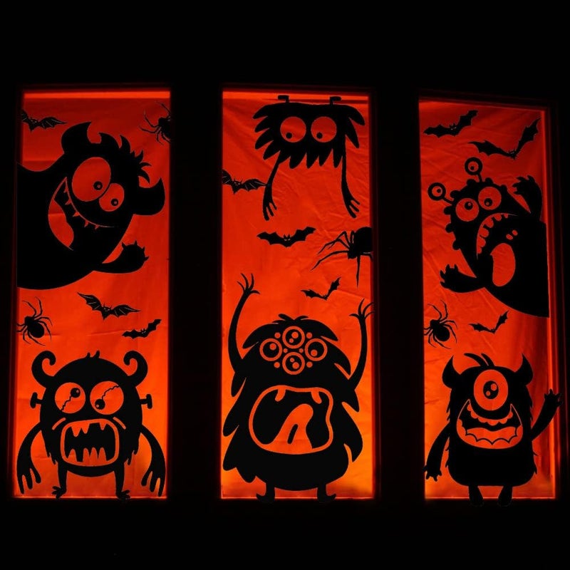 Pseutio Halloween Window Silhouette Decorations - Cute Monster Silhouette Stickers - Image 4