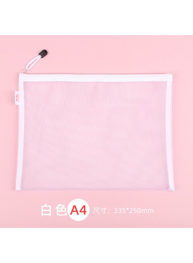 HELPS Transparent File Bag Office Large Capacity Nylon Mesh Durable Information Bag A4 Student Portable Zipper Storage Bag - Image 1