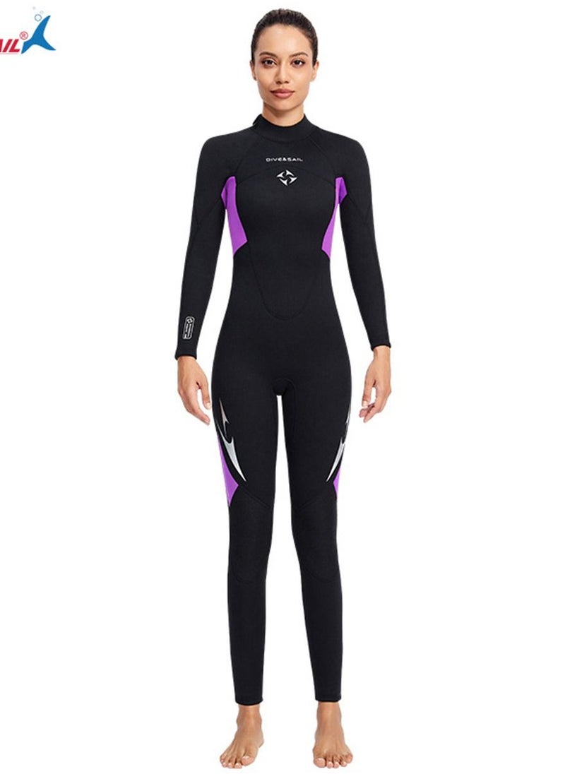 DIVE & SAIL Warm Super Elastic Wear-resistant Wet Suit Cold Proof Wetsuit Winter Swimming Suit Purple  - Image 1