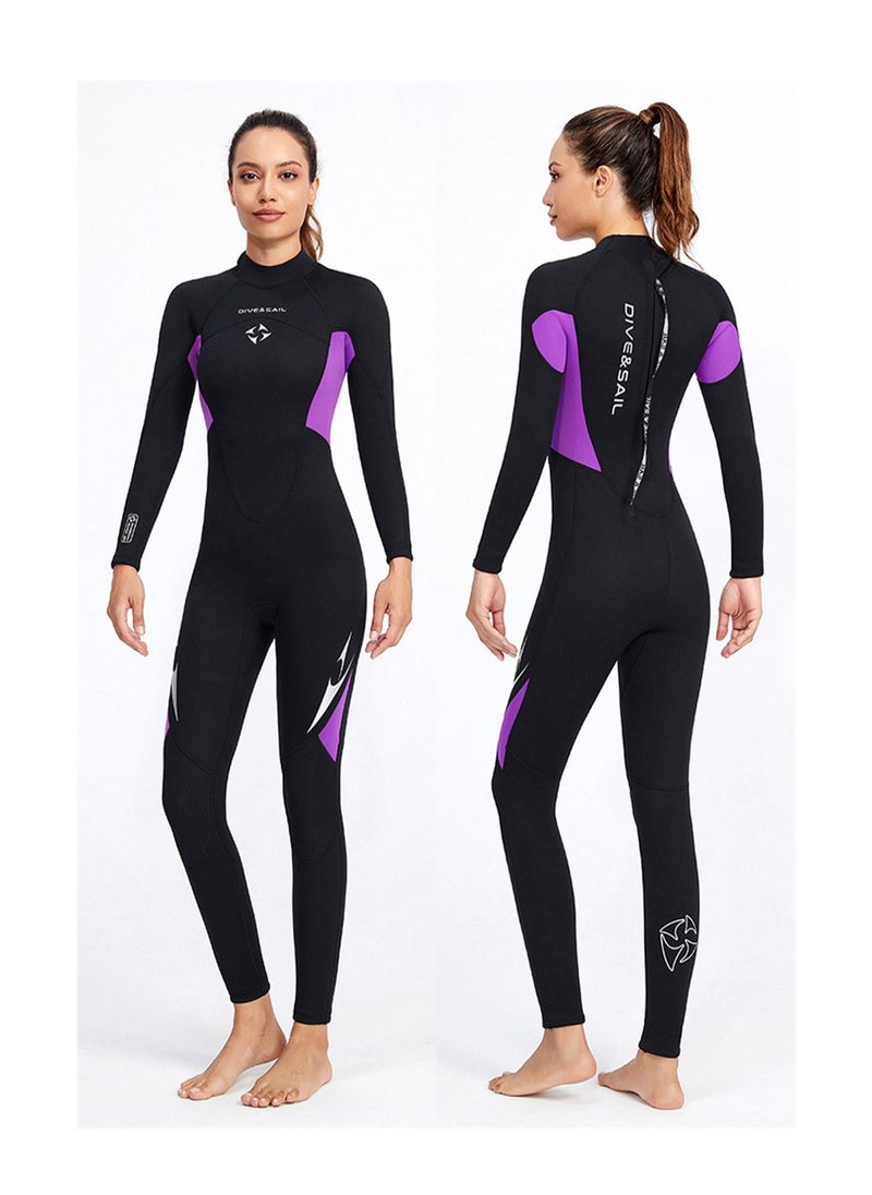 DIVE & SAIL Warm Super Elastic Wear-resistant Wet Suit Cold Proof Wetsuit Winter Swimming Suit Purple  - Image 2