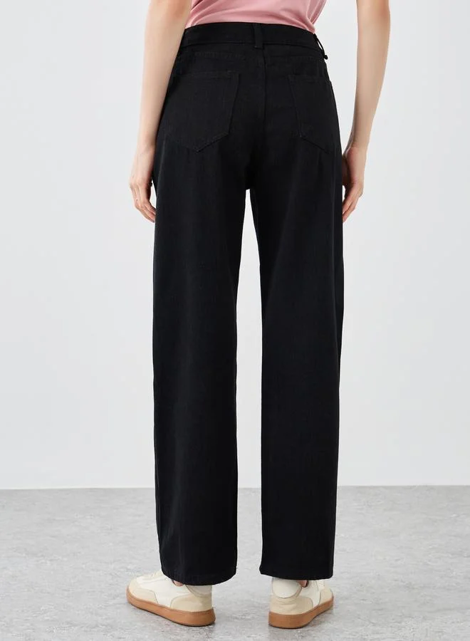 Take Two Take Two Solid Mid Rise Wide Leg Jeans