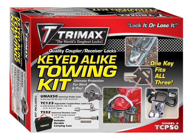 Trimax TCP50 Trailer Lock Combo Pack (Keyed Alike) , Black - Image 1