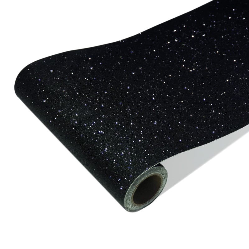 Cre8Tive Black Glitter Wallpaper Border Peel And Stick Wall Border Sparkle Black Contact Paper Self Adhesive Removable Glitter Fabric Wallpaper Wall Borders For Girls Bedroom Dresser Diy Crafts 8""X80"" - Image 1